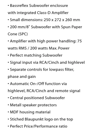 Subwoofer Amplificado Blaupunkt Coche