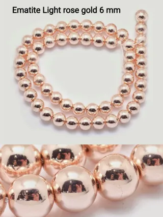 Ematite - Perline Light Rose Gold 6 mm.