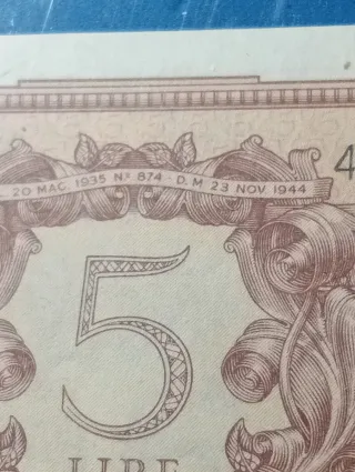 Biglietto di Stato 5 Lire luogotenenza