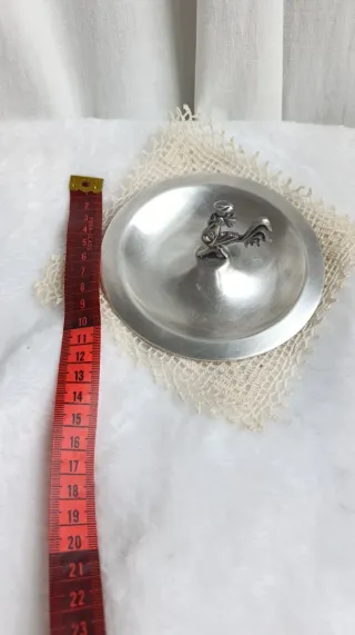 Cenicero antiguo gallo metal