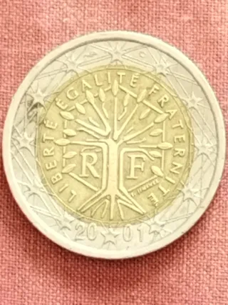Moneda 2€ Francia 2001 con errores