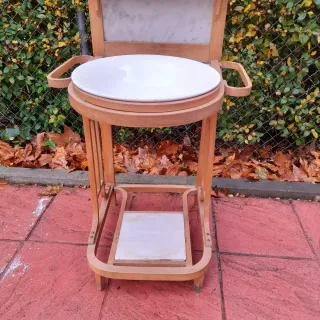 Palanganero vintage madera y mármol