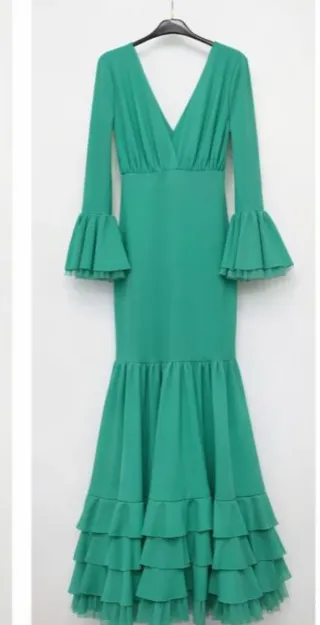 Vestido Flamenca Verde Azulado. Bogambilla