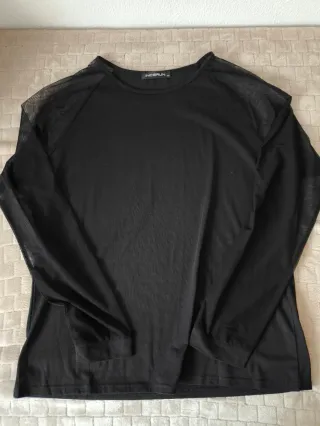 Camiseta INCERUN negra mangas transparentes