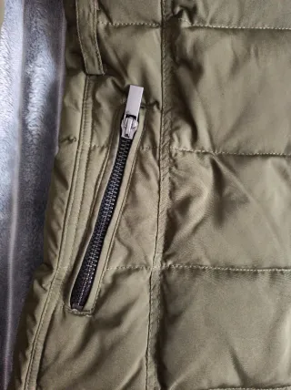 Abrigo Mango Plumas Talla M Verde Mujer