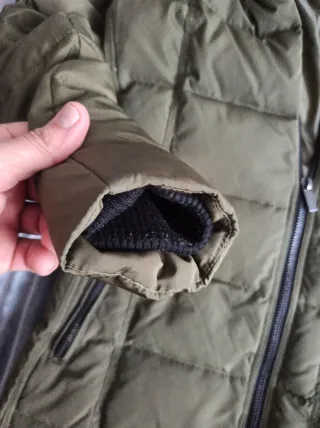 Abrigo Mango Plumas Talla M Verde Mujer