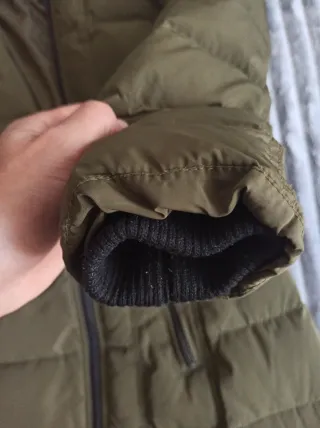 Abrigo Mango Plumas Talla M Verde Mujer