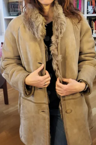 Giacca Montone Shearling Calda Beige/Marrone