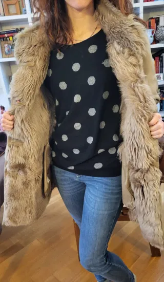 Giacca Montone Shearling Calda Beige/Marrone