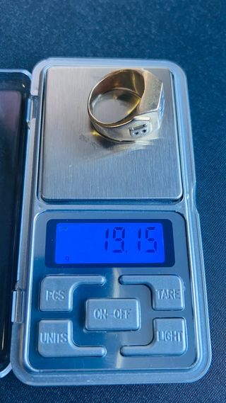 Anillo Hombre Oro 18K con Piedra Azul Talla 23-24