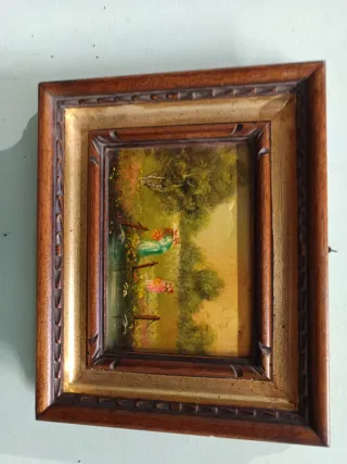 Dipinto olio su tavola con cornice