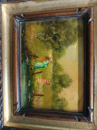 Dipinto olio su tavola con cornice
