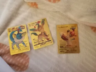 Cartas Pokémon Doradas Vaporeon, Leafeon, Medicham