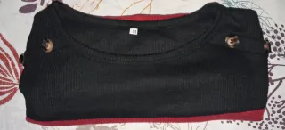 Jersey punto rojo y negro con botones Talla M