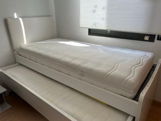 Cama nido con cajones blanca y beige