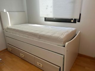 Cama nido con cajones blanca y beige