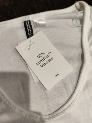 Camiseta básica H&M manga larga blanca Talla M