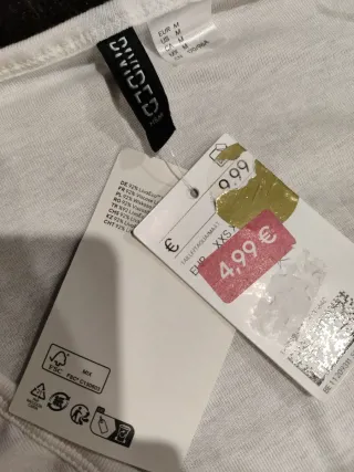 Camiseta básica H&M manga larga blanca Talla M