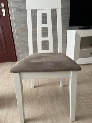 Seis sillas de comedor madera y tela