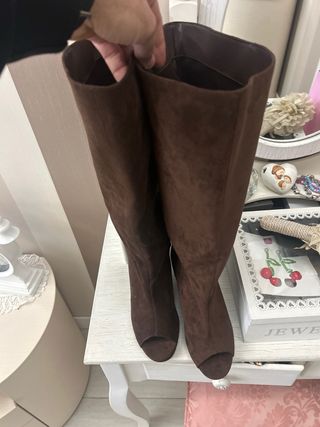 Stivali donna marrone gamba larga tg 39 nuovo