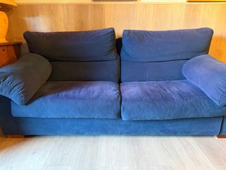 Conjunto 2 sofás de tela azul