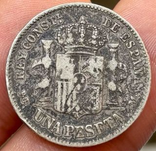 Moneda PLATA 1 Peseta 1891.Cuño Roto Alfonso XIII
