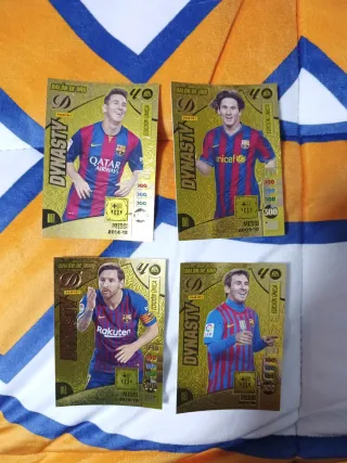 4 Cartas Messi Dynasty Balón de Oro Panini