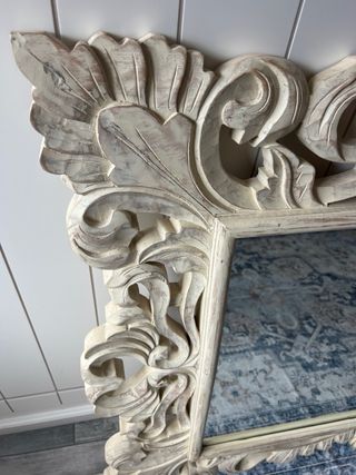 Espejo Decorativo Grande Beige y Blanco