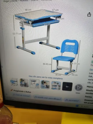 Scrivania e Sedia per Bambini Blu/Bianco