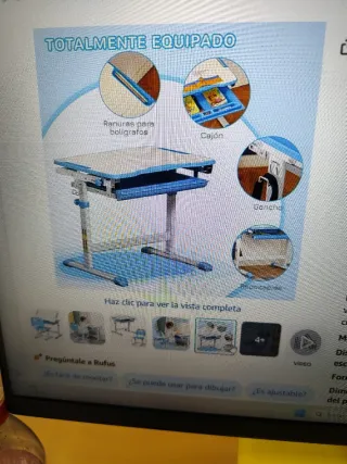 Scrivania e Sedia per Bambini Blu/Bianco