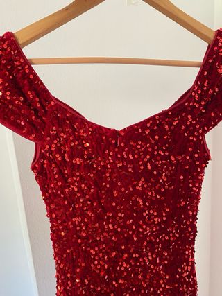 Vestido de fiesta rojo lentejuelas