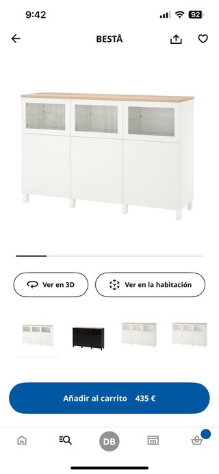 Vitrina Salón Besta Ikea Madera y Cristal