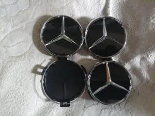 4 tapabujes Mercedes-Benz negro 75mm centro rueda
