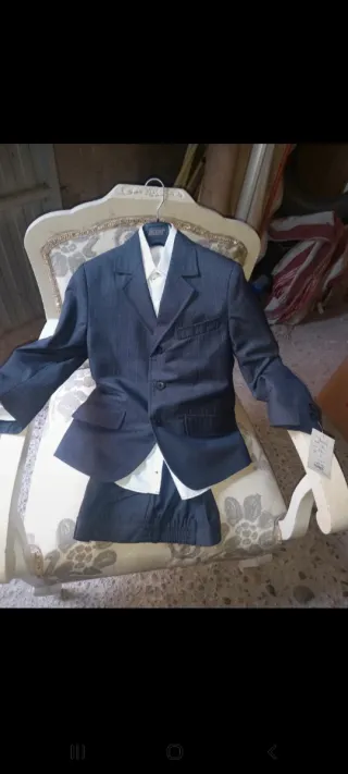 Traje de lino beige o azul talla 8