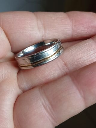 Anello fedina uomo oro e argento