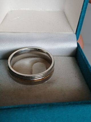 Anello fedina uomo oro e argento