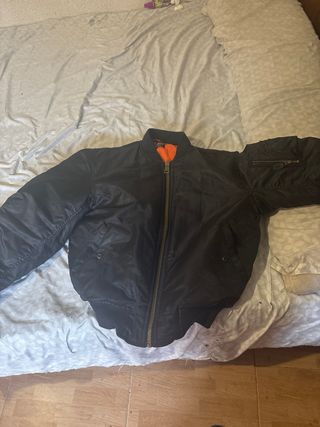 Chaqueta Bomber Negra Naranja