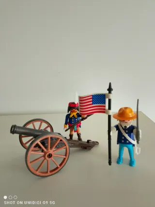 Lote Playmobil: Soldado, Indio y Cañón