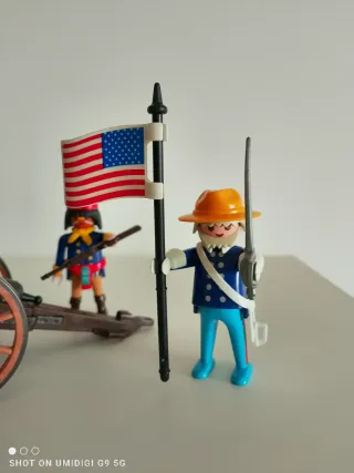 Lote Playmobil: Soldado, Indio y Cañón
