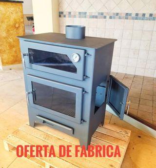 Estufa de leña con horno y cristal