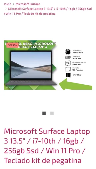 Microsoft Surface Laptop 3 13.5" / i7-10th / 16gb