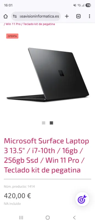 Microsoft Surface Laptop 3 13.5" / i7-10th / 16gb