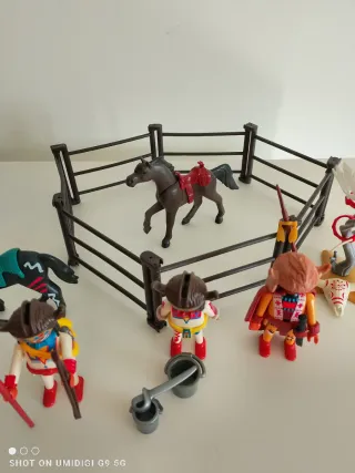Lote indios Playmobil con caballos y accesorios