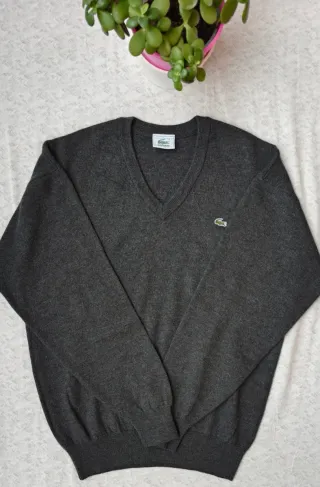Maglione Lacoste 100% Lana Grigio Uomo Tg M