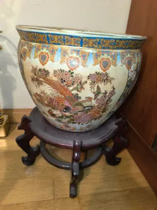 Jarrón decorativo pecera con base