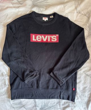 Sudadera Levis Negra Logo Rojo