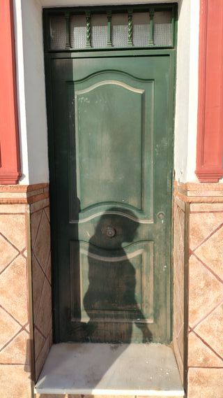 Puerta metálica verde
