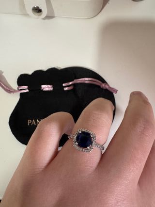 Anillo plateado Plata Gema Azul Brillante plata 92