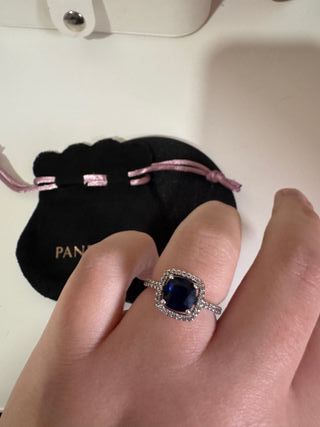 Anillo plateado Plata Gema Azul Brillante plata 92