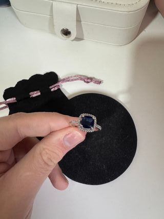 Anillo plateado Plata Gema Azul Brillante plata 92
